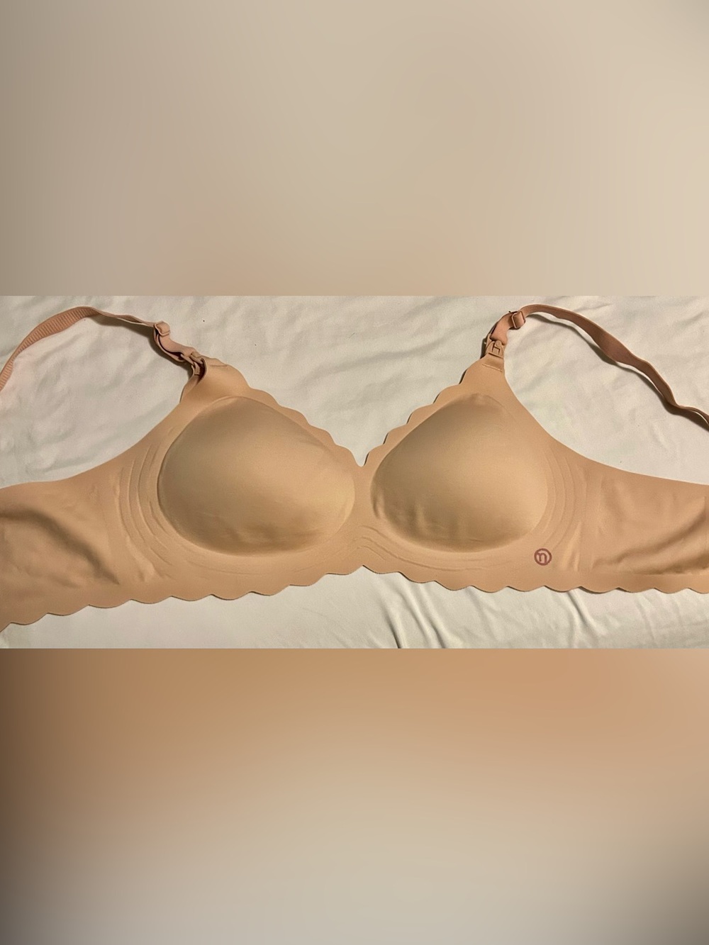 Scallop-Edge Nude Nursing Bra